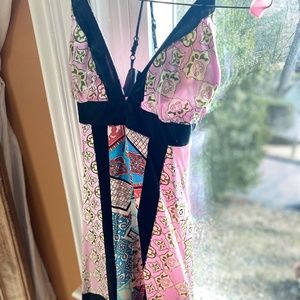 Single Dress Pink Silk Printed Paisley Small